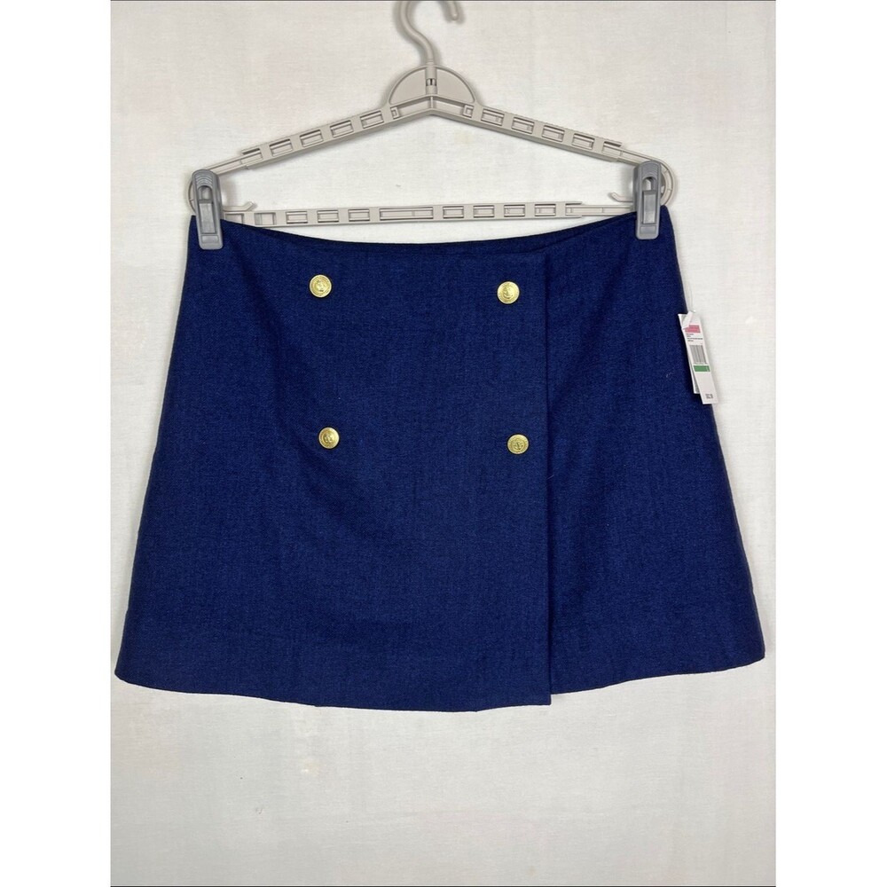 NWT Vineyard Vines Wool Blend Blue Deep Bay Button Mini Skirt